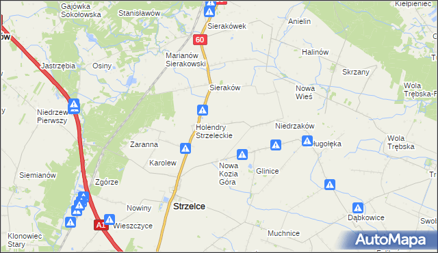 mapa Kozia Góra gmina Strzelce, Kozia Góra gmina Strzelce na mapie Targeo