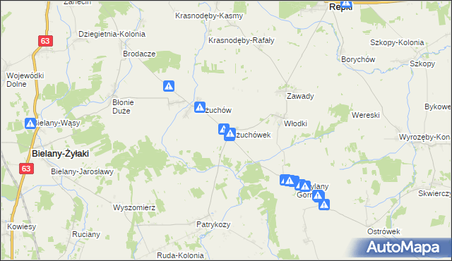 mapa Kożuchówek, Kożuchówek na mapie Targeo