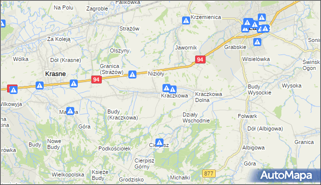 mapa Kraczkowa, Kraczkowa na mapie Targeo