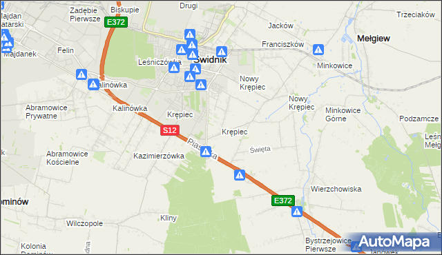 mapa Krępiec gmina Mełgiew, Krępiec gmina Mełgiew na mapie Targeo