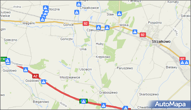 mapa Krępkowo gmina Strzałkowo, Krępkowo gmina Strzałkowo na mapie Targeo