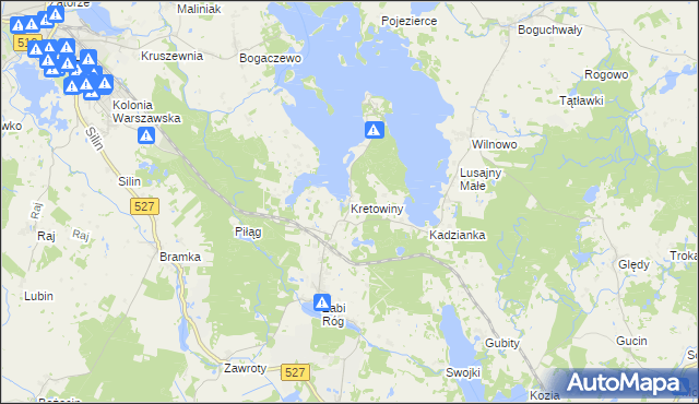 mapa Kretowiny, Kretowiny na mapie Targeo