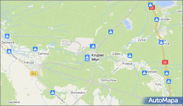 mapa Krupski Młyn, Krupski Młyn na mapie Targeo