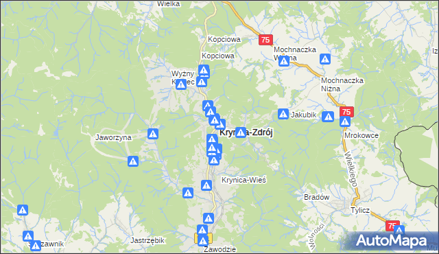 mapa Krynica-Zdrój, Krynica-Zdrój na mapie Targeo