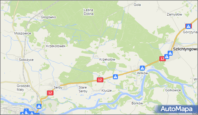 mapa Krzekotów, Krzekotów na mapie Targeo