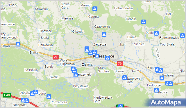 mapa Krzeszowice, Krzeszowice na mapie Targeo