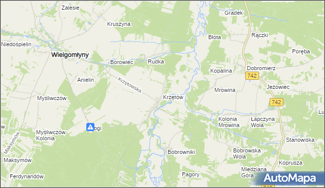 mapa Krzętów, Krzętów na mapie Targeo