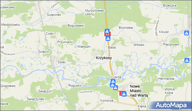 mapa Krzykosy powiat średzki, Krzykosy powiat średzki na mapie Targeo