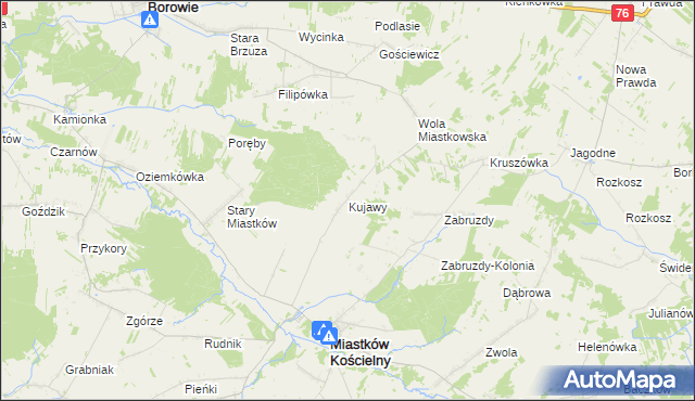 mapa Kujawy gmina Miastków Kościelny, Kujawy gmina Miastków Kościelny na mapie Targeo