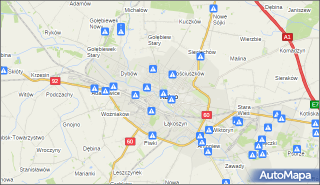 mapa Kutno, Kutno na mapie Targeo