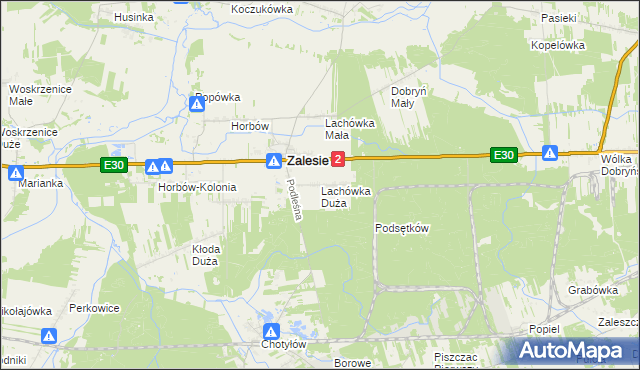 mapa Lachówka Duża, Lachówka Duża na mapie Targeo