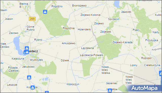 mapa Łączewna gmina Przedecz, Łączewna gmina Przedecz na mapie Targeo
