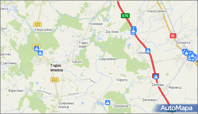 mapa Łaguszewo, Łaguszewo na mapie Targeo