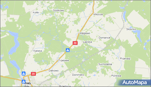 mapa Łąkoć gmina Miastko, Łąkoć gmina Miastko na mapie Targeo