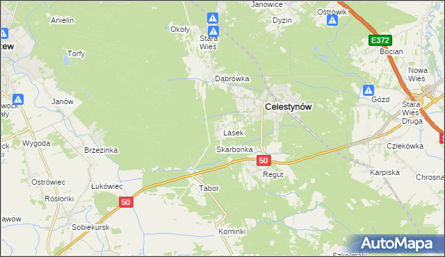 mapa Lasek gmina Celestynów, Lasek gmina Celestynów na mapie Targeo