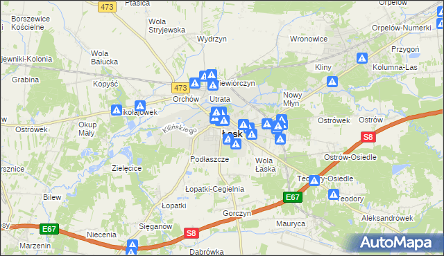mapa Łask, Łask na mapie Targeo