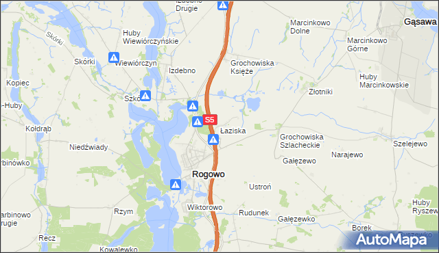 mapa Łaziska gmina Rogowo, Łaziska gmina Rogowo na mapie Targeo