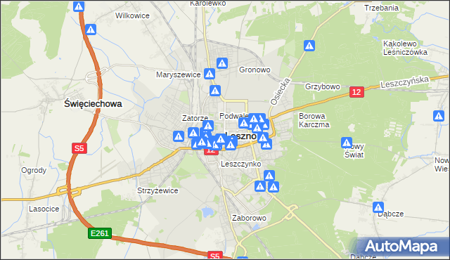 mapa Leszno, Leszno na mapie Targeo