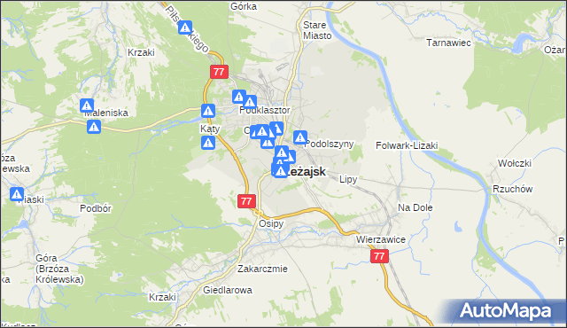 mapa Leżajsk, Leżajsk na mapie Targeo
