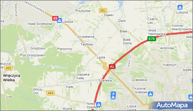 mapa Lgota gmina Kłobuck, Lgota gmina Kłobuck na mapie Targeo