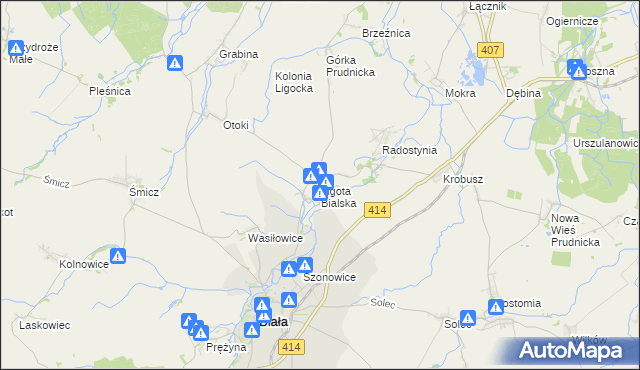 mapa Ligota Bialska, Ligota Bialska na mapie Targeo