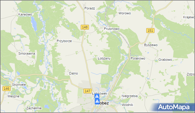 mapa Łobżany, Łobżany na mapie Targeo