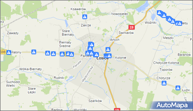mapa Łosice, Łosice na mapie Targeo