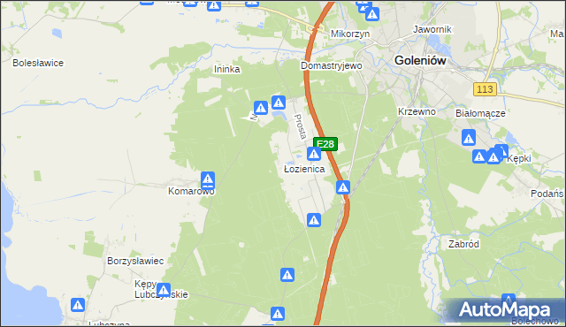 mapa Łozienica, Łozienica na mapie Targeo