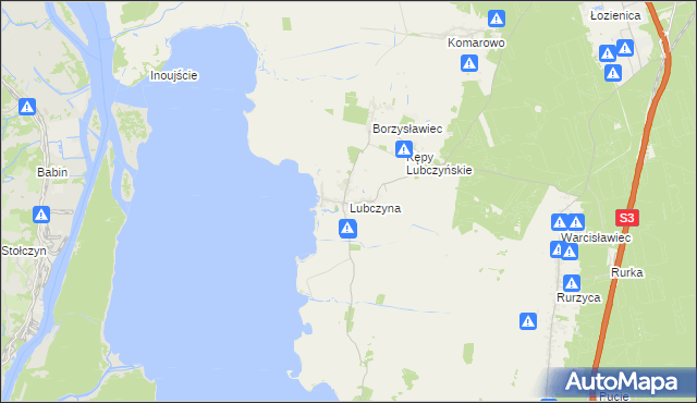 mapa Lubczyna gmina Goleniów, Lubczyna gmina Goleniów na mapie Targeo