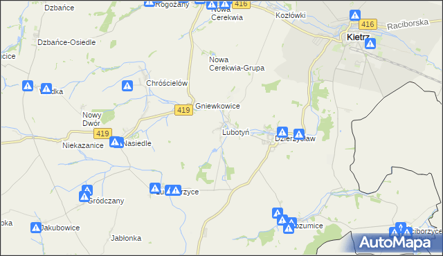 mapa Lubotyń gmina Kietrz, Lubotyń gmina Kietrz na mapie Targeo