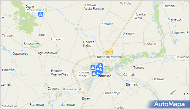 mapa Lubraniec-Parcele, Lubraniec-Parcele na mapie Targeo