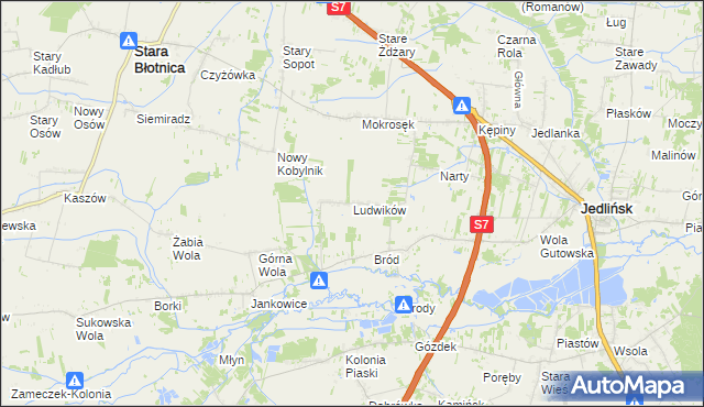 mapa Ludwików gmina Jedlińsk, Ludwików gmina Jedlińsk na mapie Targeo