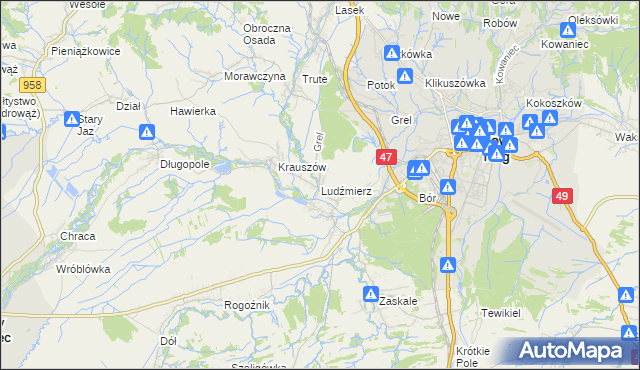 mapa Ludźmierz, Ludźmierz na mapie Targeo