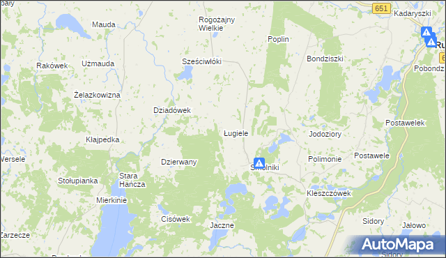 mapa Ługiele, Ługiele na mapie Targeo