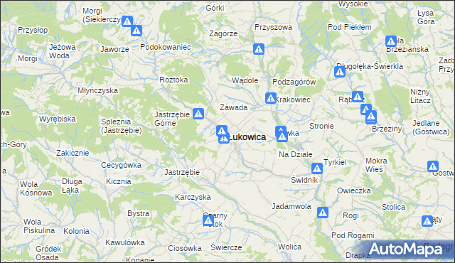 mapa Łukowica, Łukowica na mapie Targeo
