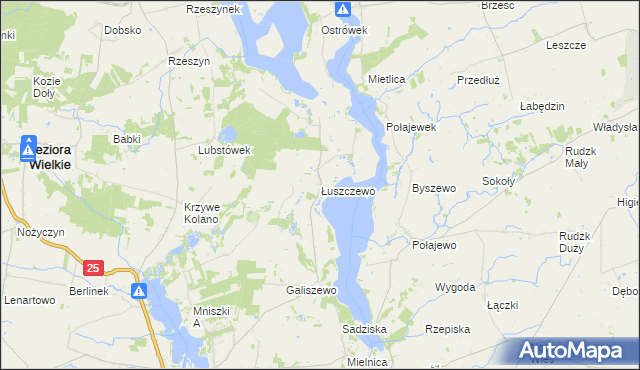 mapa Łuszczewo gmina Skulsk, Łuszczewo gmina Skulsk na mapie Targeo