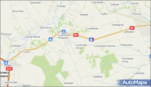 mapa Łuszczów Drugi, Łuszczów Drugi na mapie Targeo