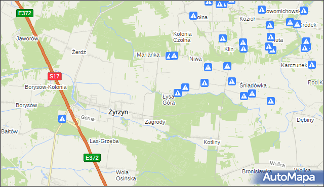 mapa Łysa Góra gmina Baranów, Łysa Góra gmina Baranów na mapie Targeo