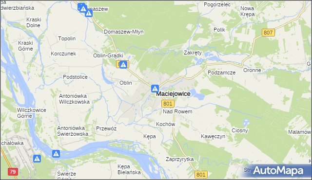 mapa Maciejowice powiat garwoliński, Maciejowice powiat garwoliński na mapie Targeo