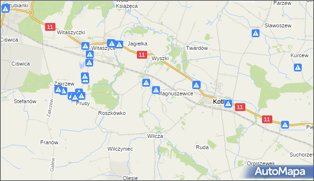 mapa Magnuszewice, Magnuszewice na mapie Targeo