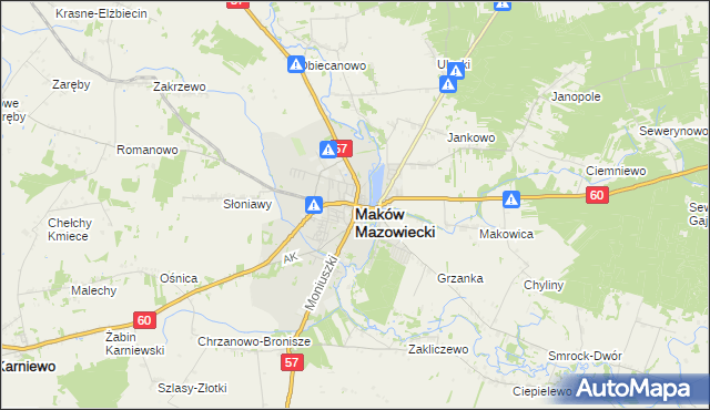 mapa Maków Mazowiecki, Maków Mazowiecki na mapie Targeo