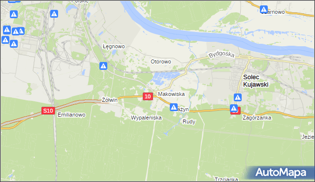 mapa Makowiska gmina Solec Kujawski, Makowiska gmina Solec Kujawski na mapie Targeo