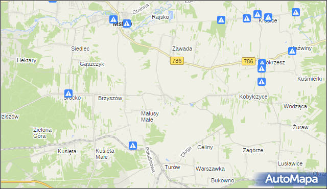 mapa Małusy Wielkie, Małusy Wielkie na mapie Targeo