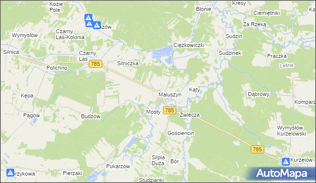 mapa Maluszyn gmina Żytno, Maluszyn gmina Żytno na mapie Targeo