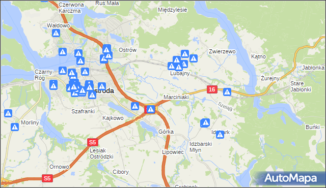 mapa Marciniaki, Marciniaki na mapie Targeo