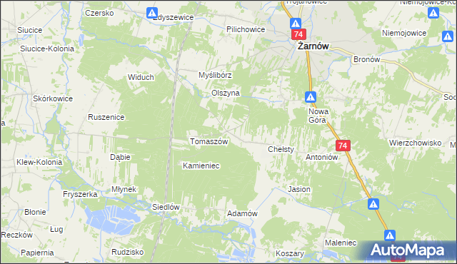 mapa Marcinków gmina Żarnów, Marcinków gmina Żarnów na mapie Targeo