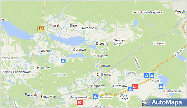 mapa Marianów gmina Gostynin, Marianów gmina Gostynin na mapie Targeo