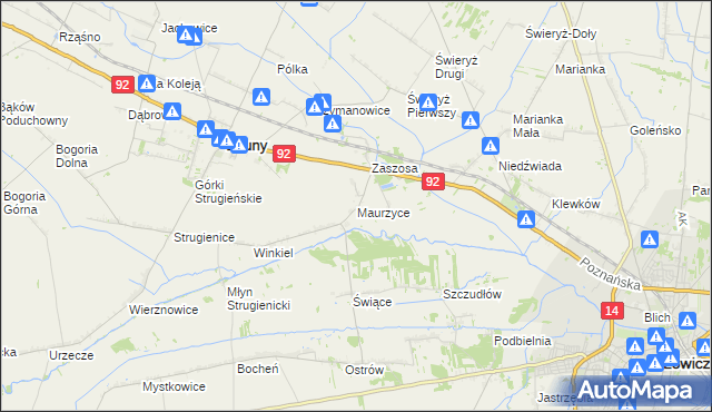 mapa Maurzyce, Maurzyce na mapie Targeo