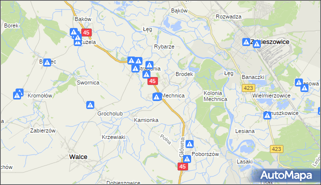 mapa Mechnica, Mechnica na mapie Targeo