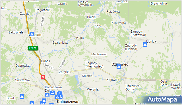 mapa Mechowiec, Mechowiec na mapie Targeo